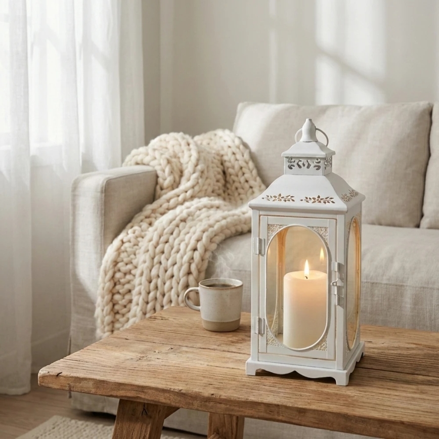 Dekorativ lanterne ROSEHILL 40 cm hvid