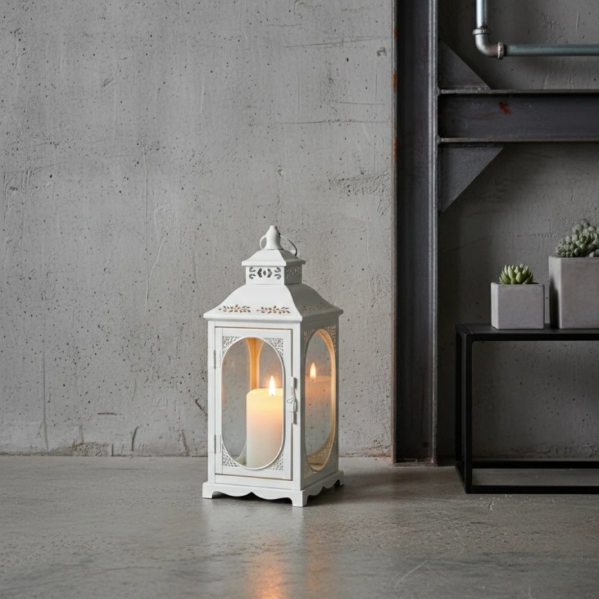 Dekorativ lanterne ROSEHILL 40 cm hvid