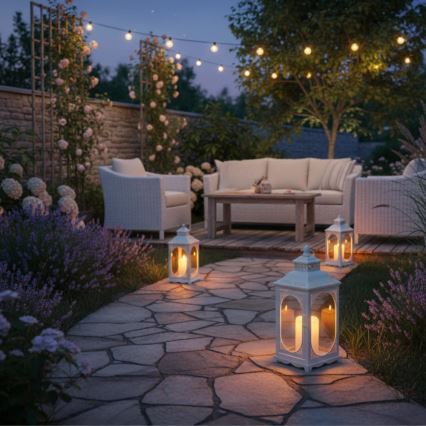 Dekorativ lanterne ROSEHILL 40 cm hvid