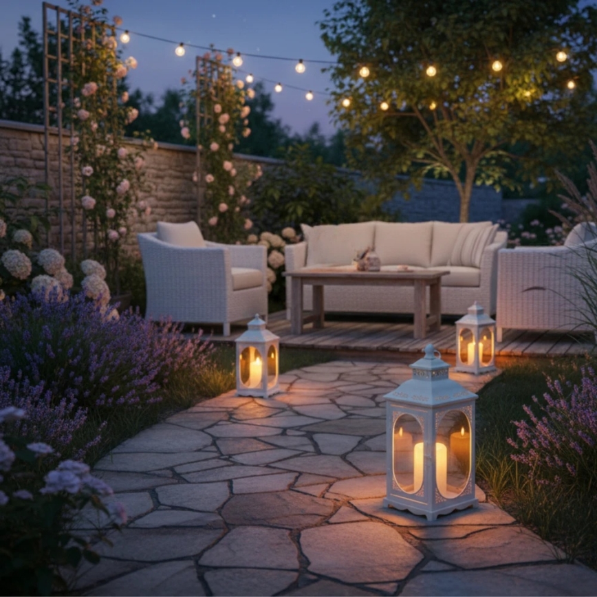 Dekorativ lanterne ROSEHILL 40 cm hvid