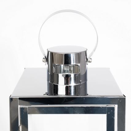 Dekorativ lanterne TOWER 29 cm blank krom