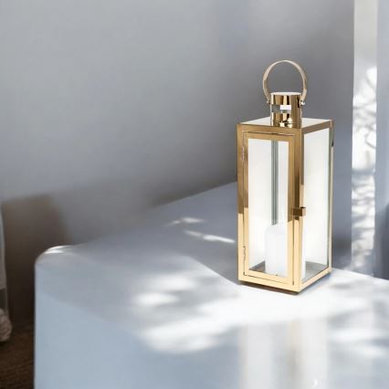 Dekorativ lanterne TOWER 29 cm guldfarvet