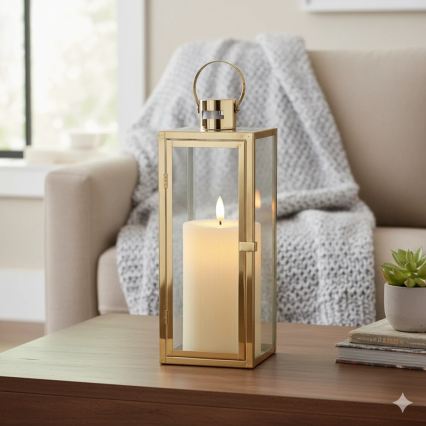 Dekorativ lanterne TOWER 29 cm guldfarvet