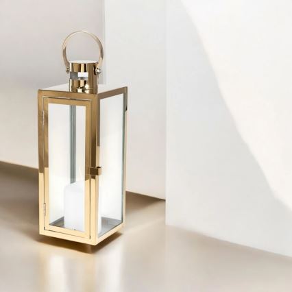 Dekorativ lanterne TOWER 29 cm guldfarvet