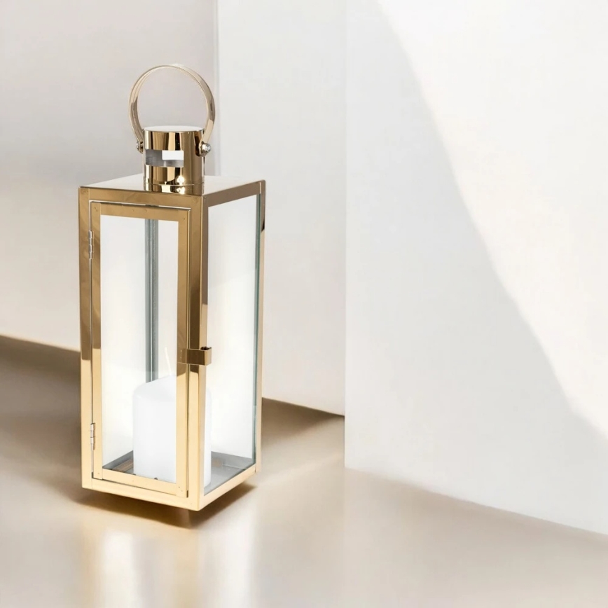 Dekorativ lanterne TOWER 29 cm guldfarvet