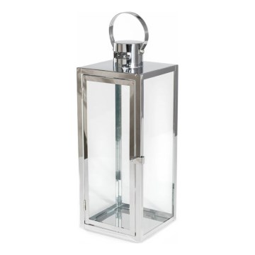 Dekorativ lanterne TOWER 38 cm i blank krom