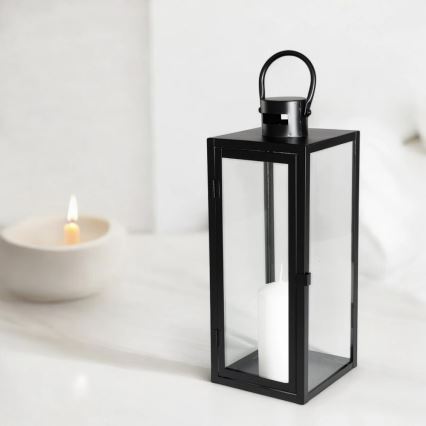 Dekorativ lanterne TOWER 38 cm sort