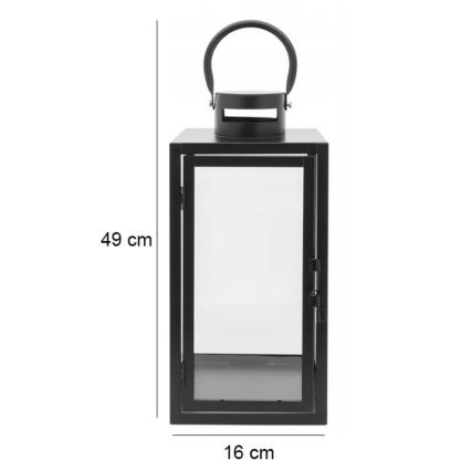 Dekorativ lanterne TOWER, 49 cm, sort