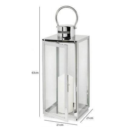 Dekorativ lanterne TOWER 63 cm i poleret krom