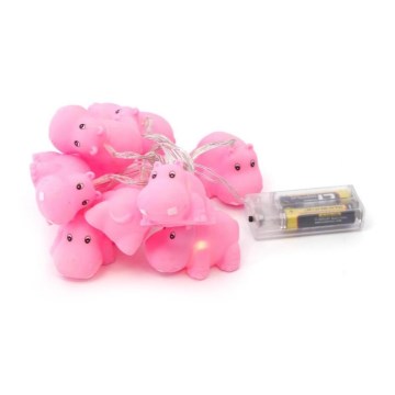 Dekorativ LED lyskæde 10xLED/2xAA 1,65 m flodhest