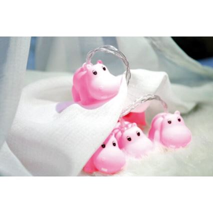 Dekorativ LED lyskæde 10xLED/2xAA 1,65 m flodhest