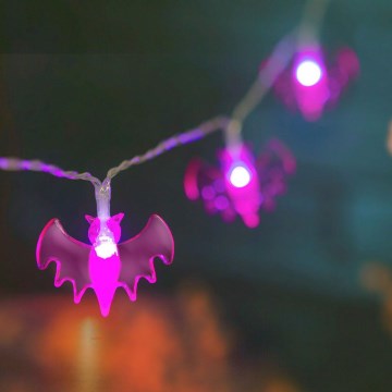 Dekorativ LED lyskæde HALLOWEEN 10xLED/2xAA 1,65 m flagermus