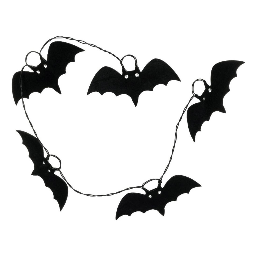 Dekorativ LED lyskæde HALLOWEEN 10xLED/2xAA/varm hvid 1,3 m flagermus