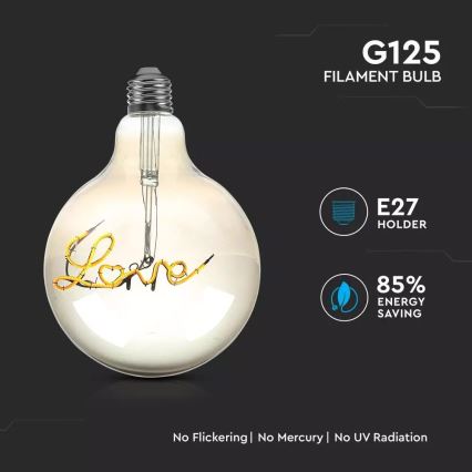 Dekorativ LED-pære FILAMENT G125 E27/5W/230V 2200K