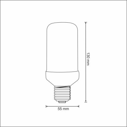 Dekorativ LED-pære FLAME T60 E27/3W/230V 1400K
