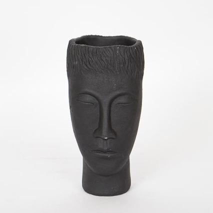 Dekorativ vase 25x14x12,5 cm sort/cement