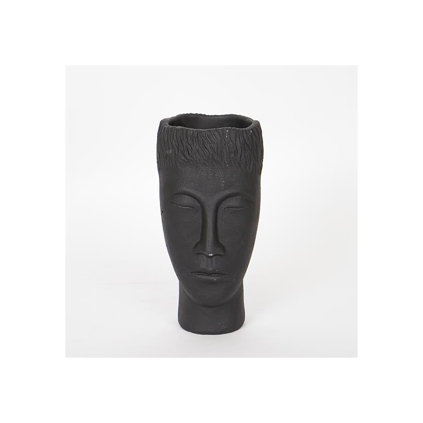 Dekorativ vase 25x14x12,5 cm sort/cement