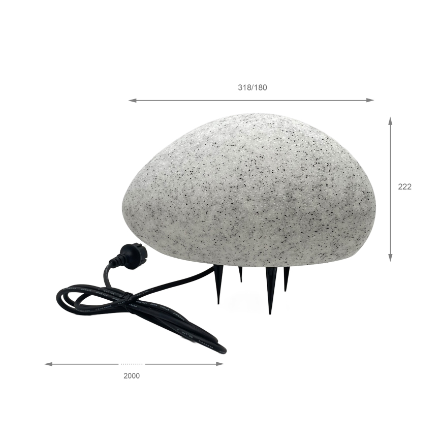 Dekorativt udendørsarmatur LUMISTONE 1xE27/15W/230V IP65 Ø 31,8 cm