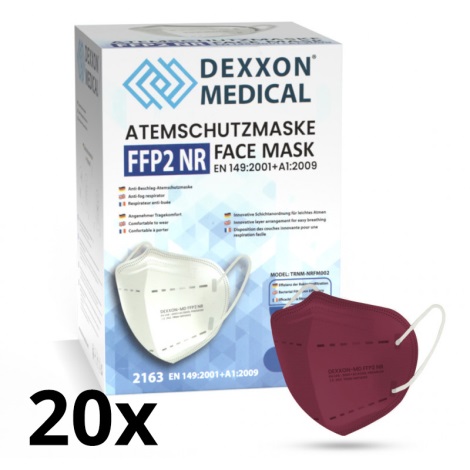 DEXXON MEDICAL Mundbind FFP2 NR vinrød 20 stk.