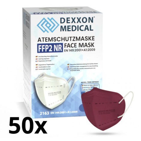 DEXXON MEDICAL Mundbind FFP2 NR vinrød 50 stk.