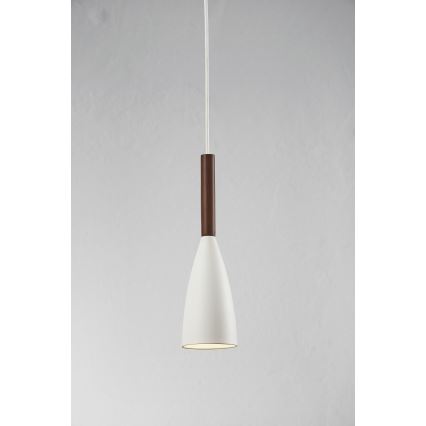 DFTP by Nordlux - Pendel PURE 1xE27/40W/230V diameter 10 cm hvid/valnød