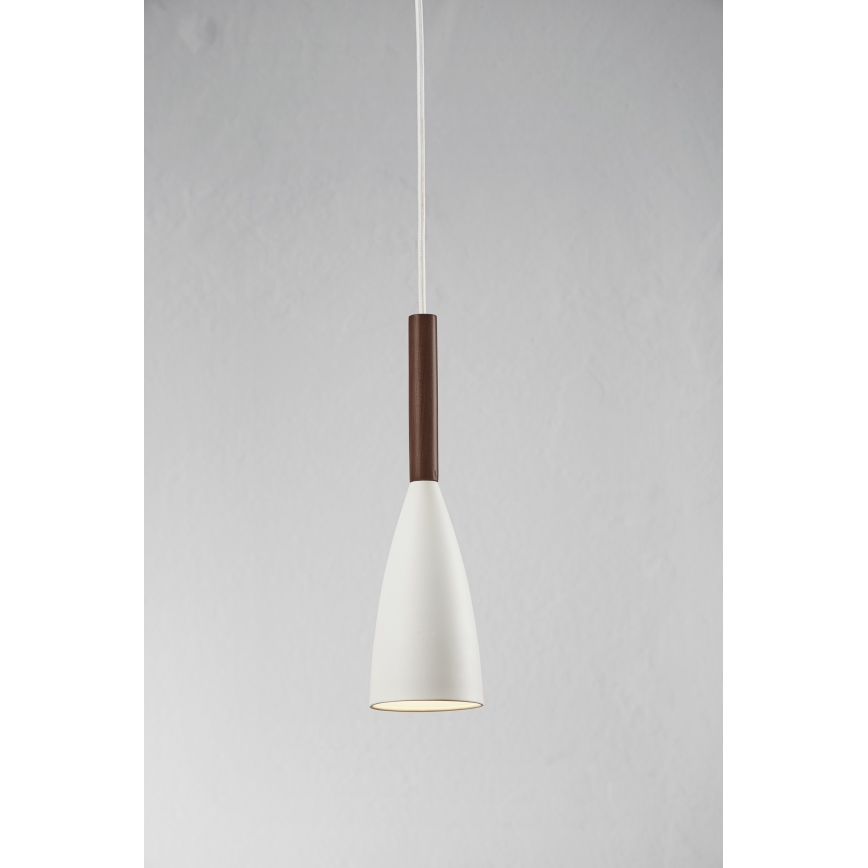 DFTP by Nordlux - Pendel PURE 1xE27/40W/230V diameter 10 cm hvid/valnød