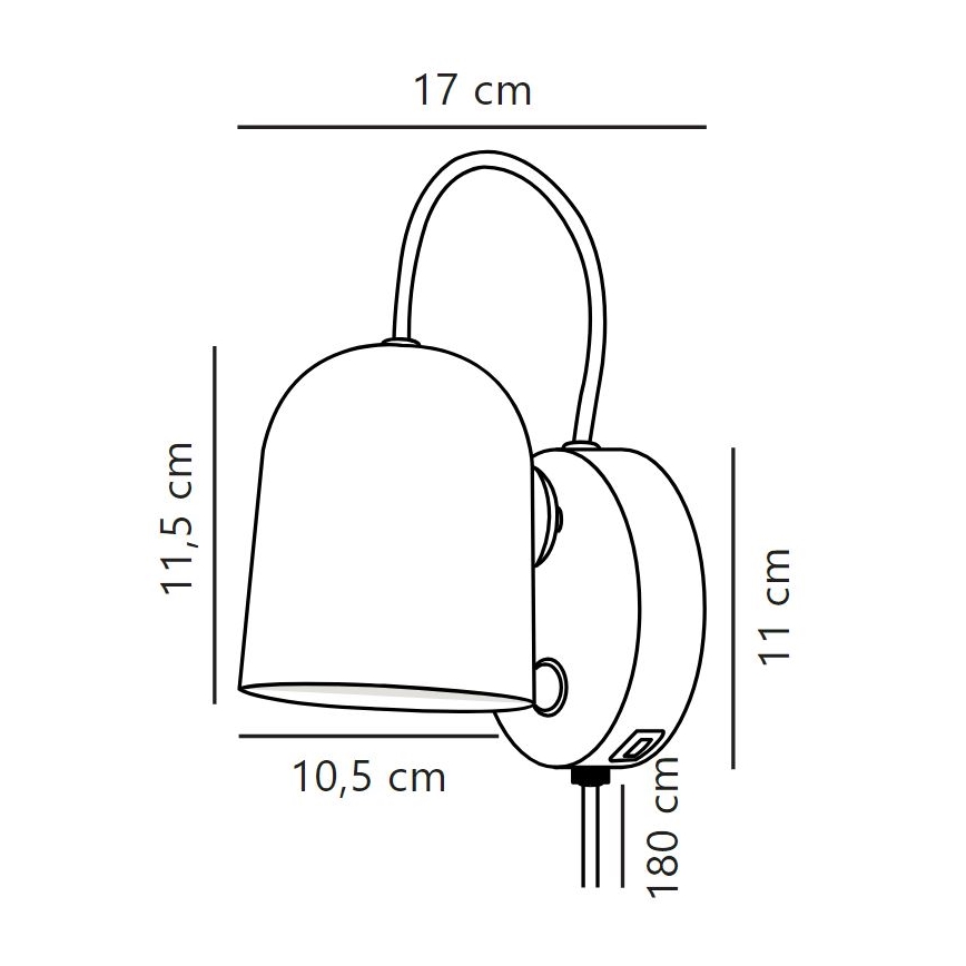 DFTP by Nordlux - Vægspot med USB port ANGLE 1xGU10/25W/230V hvid
