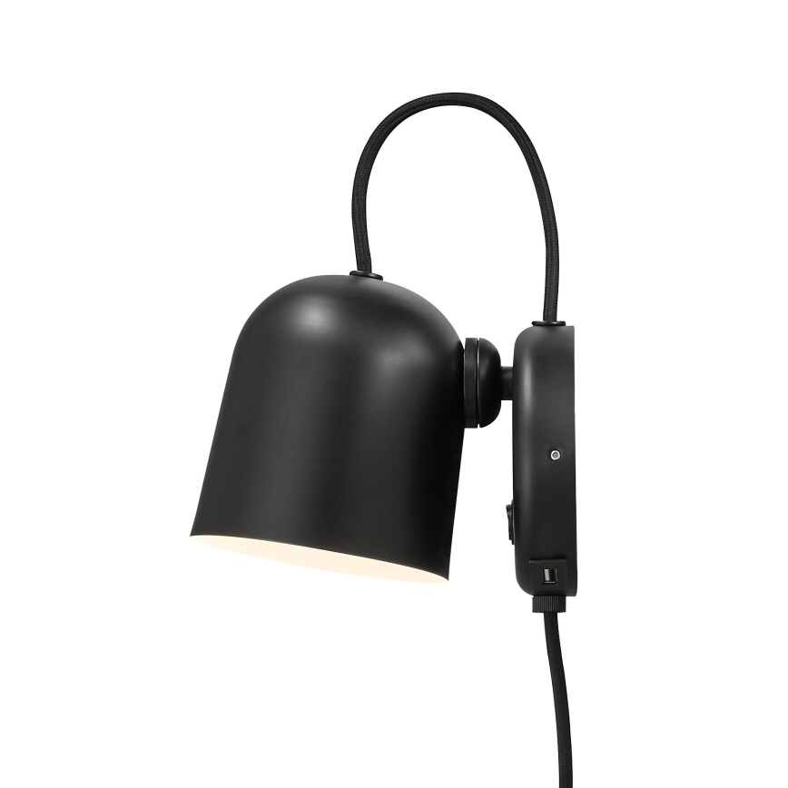 DFTP by Nordlux - Vægspot med USB port ANGLE 1xGU10/25W/230V sort