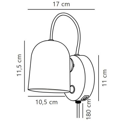 DFTP by Nordlux - Vægspot med USB port ANGLE 1xGU10/25W/230V sort