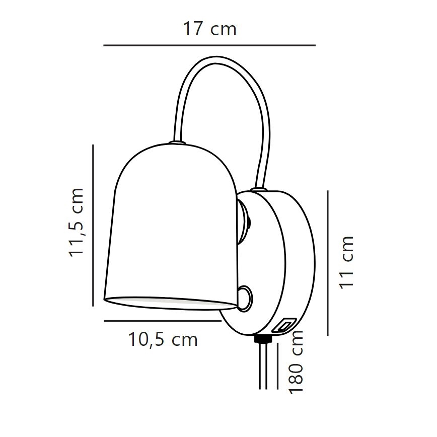 DFTP by Nordlux - Vægspot med USB port ANGLE 1xGU10/25W/230V sort
