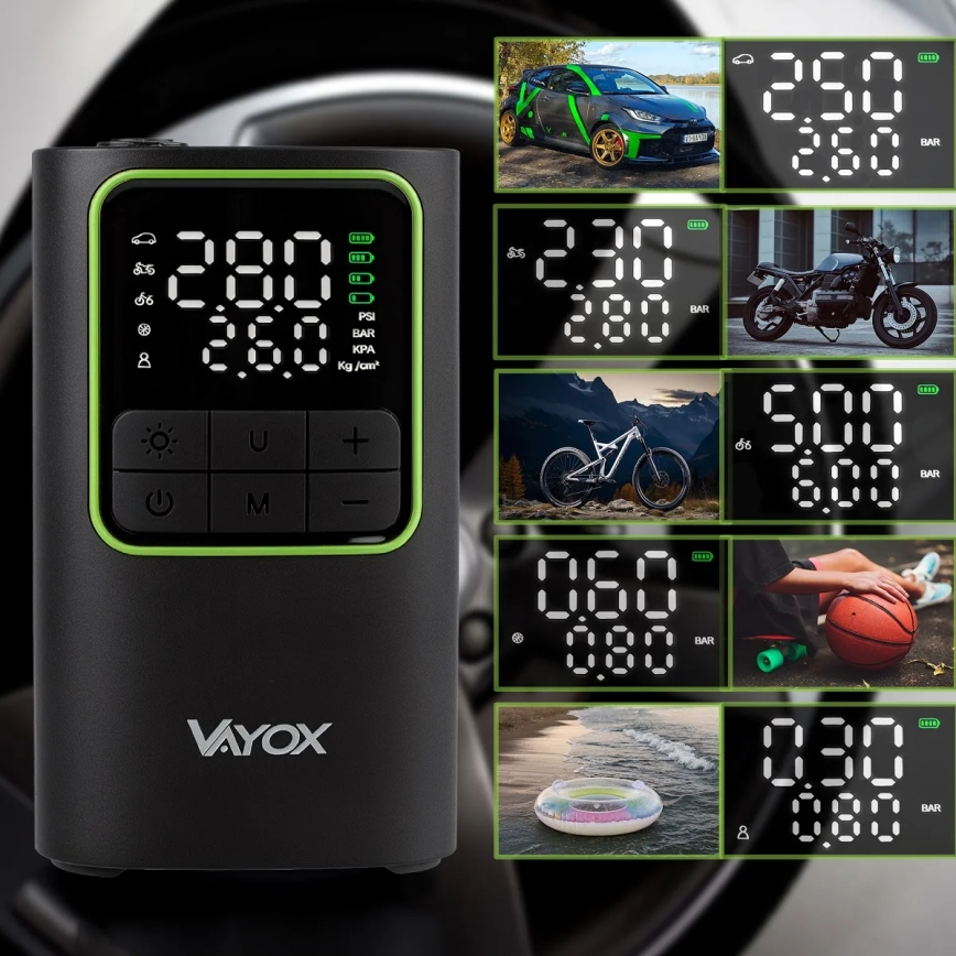 Digital lommekompressor 5V 4000 mAh sort