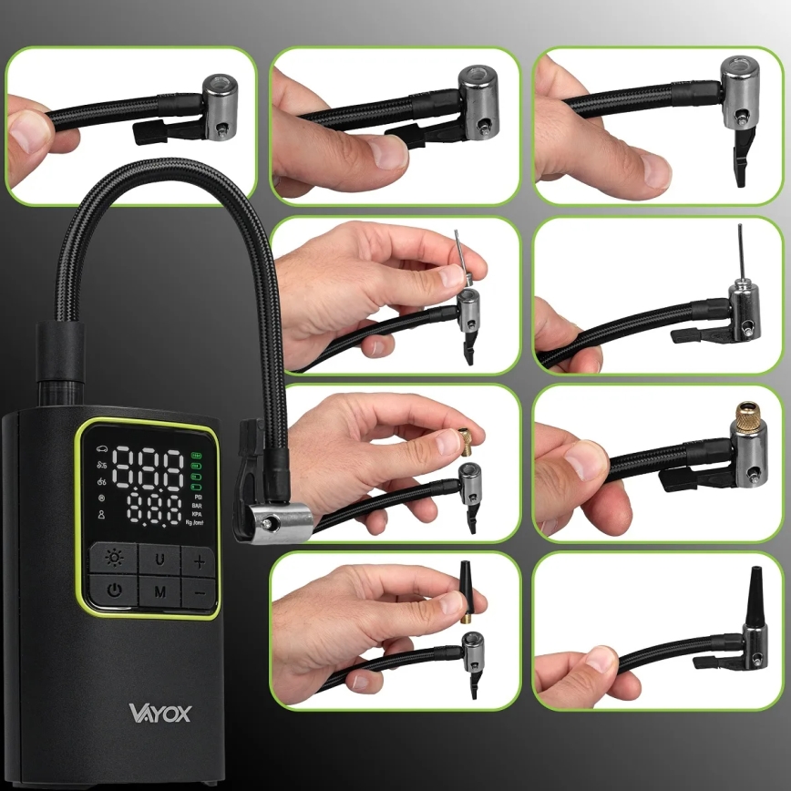 Digital lommekompressor 5V 4000 mAh sort