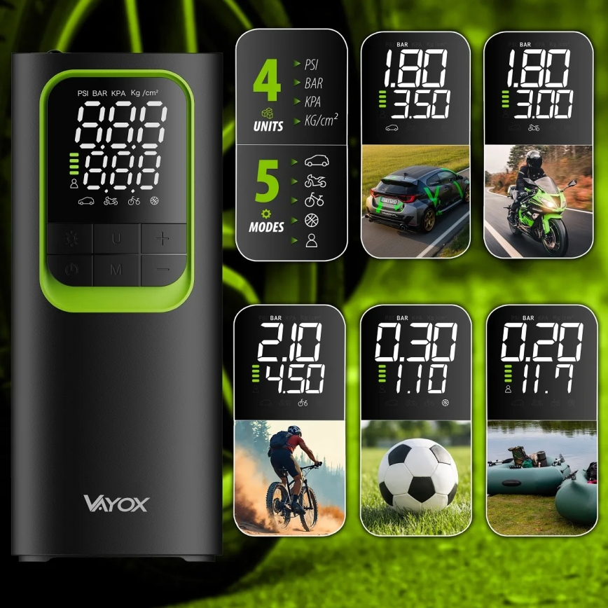 Digital lommekompressor 5V 8000 mAh sort