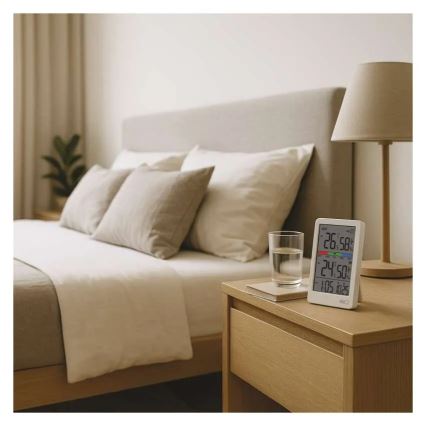 Digitalt termometer med fugtighedsmåler, 2x AAA, hvid