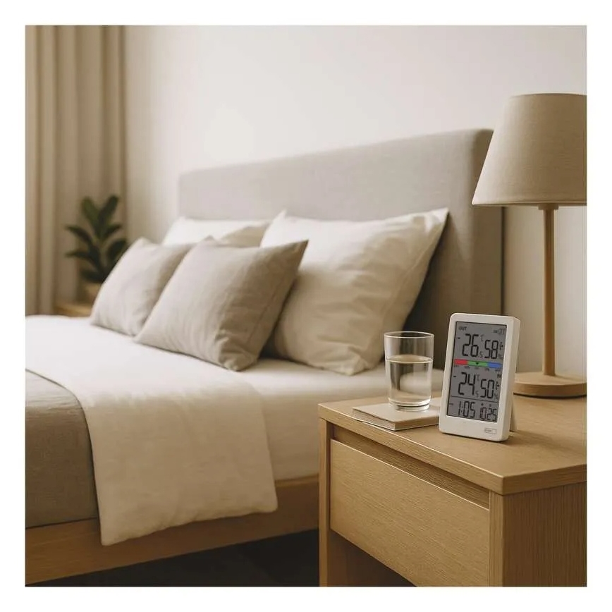 Digitalt termometer med fugtighedsmåler, 2x AAA, hvid