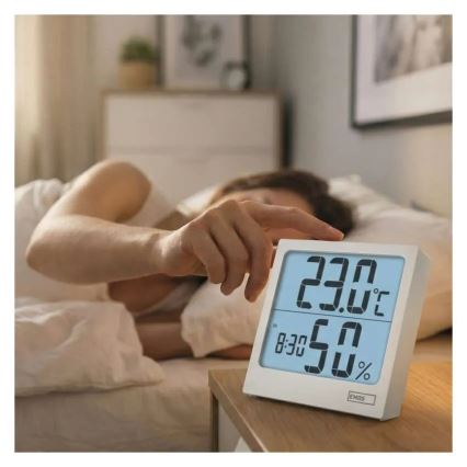 Digitalt termometer med hygrometer 1xAA hvid