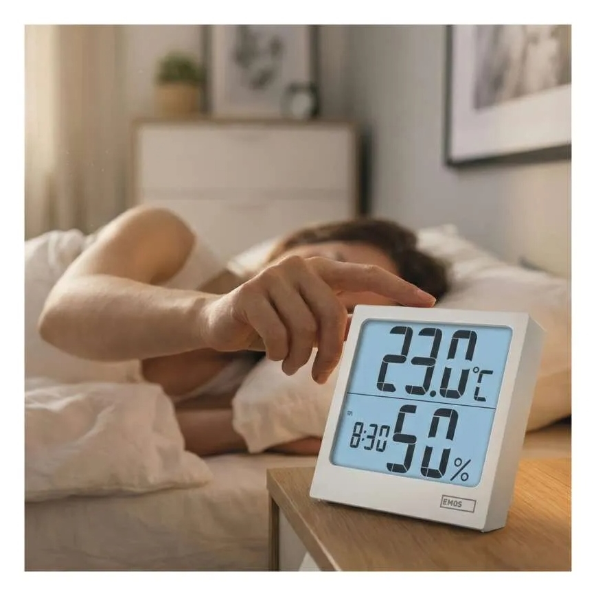 Digitalt termometer med hygrometer 1xAA hvid