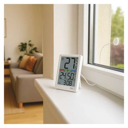 Digitalt termometer med hygrometer, 2x AAA, hvid