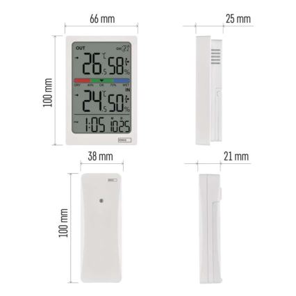 Digitalt termometer med hygrometer, 2x AAA, hvid