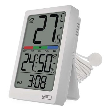 Digitalt termometer med hygrometer 2xAAA hvid
