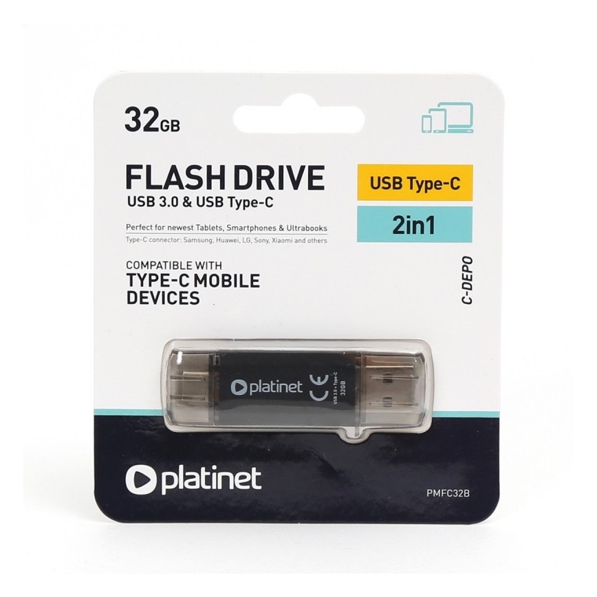 Dobbelt USB-nøgle 3.0 + USB-C 32GB