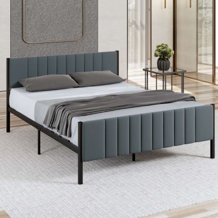 Dobbeltseng i metal LUNOR 140x200 cm, antracit, maks. belastning 200 kg