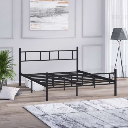 Dobbeltseng i metal PIRON 120x200 cm, sort, bæreevne 120 kg