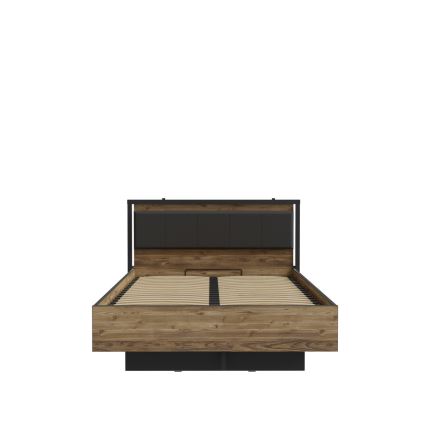 Dobbeltseng med opbevaringsplads OREN 140x200 cm brun/sort