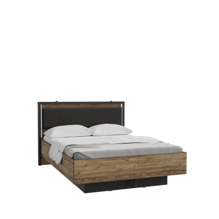 Dobbeltseng med opbevaringsplads OREN 140x200 cm brun/sort