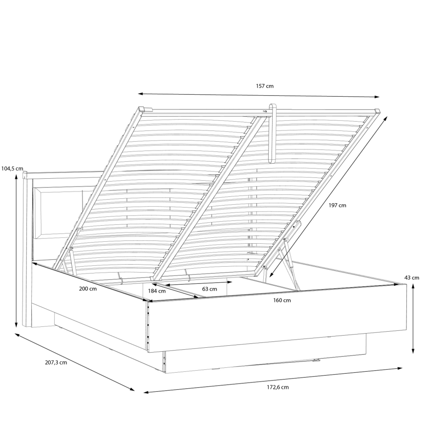 Dobbeltseng med opbevaringsplads OREN 160x200 cm brun/sort
