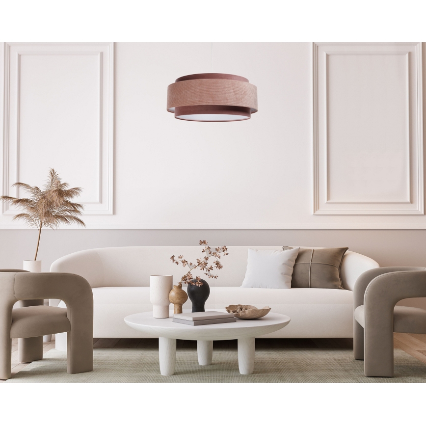 Loftlampe på kabel DOBLO 1xE27/60W/230V Ø 60 cm lyserød/hvid