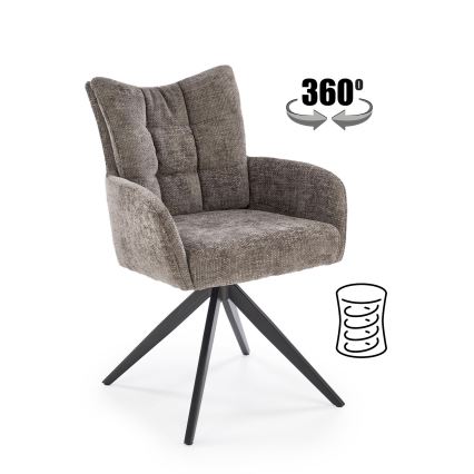 Drejelig spisestol NUVO 1 stk grå/sort