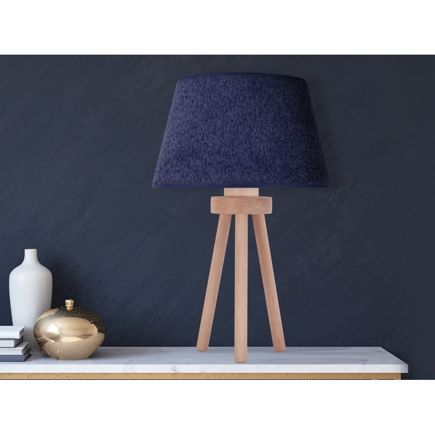 Duolla - Bordlampe BOUCLE 1xE27/15W/230V diameter 28 cm blå/træ