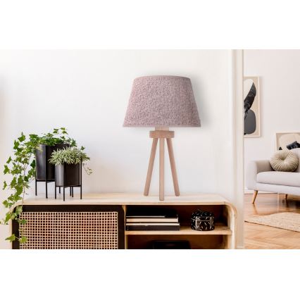 Duolla - Bordlampe BOUCLE 1xE27/15W/230V diameter 28 cm brun/træ